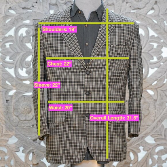 Perry Ellis Made in Italy Plaid Linen Blend Blazer Men's M Viscose-Linen Classic - Picture 11 of 11